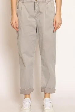 Pantalone LOLA cotone stone washed maltinto taupe