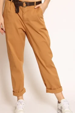 Pantalone lola c/pinces ed elastico dietro caramel