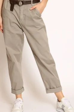 Pantalone lola c/pinces ed elastico dietro taupe