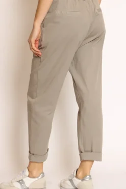 Pantalone lola c/pinces ed elastico dietro taupe