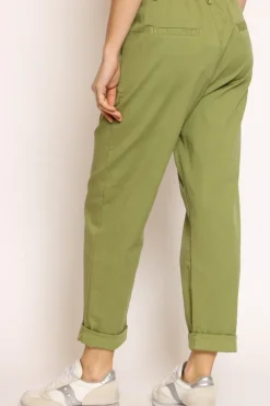 Pantalone LOLA elastico dietro cotone elasticizzato olio