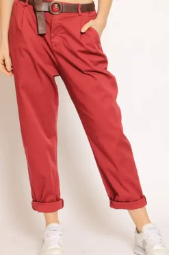 Pantalone LOLA elastico dietro cotone elasticizzato vino