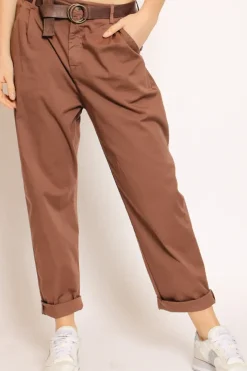 Pantalone LOLA elastico dietro cotone elasticizzato moro