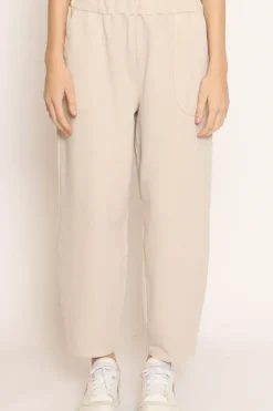 Pantalone mom fit felpa light beige
