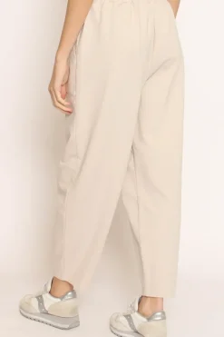 Pantalone mom fit felpa light beige