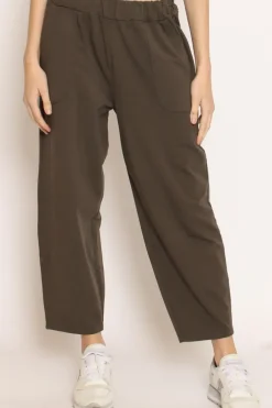 Pantalone mom fit felpa light moro