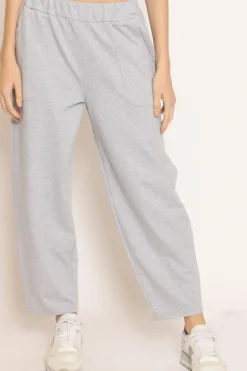 Pantalone mom fit felpa light grigio melange