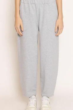 Pantalone mom fit felpa light grigio melange