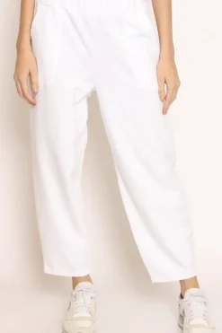 Pantalone mom fit felpa light bianco