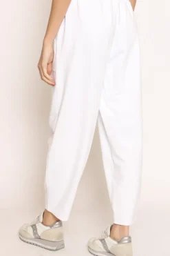 Pantalone mom fit felpa light bianco