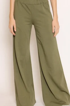 Pantalone palazzo felpa light militare