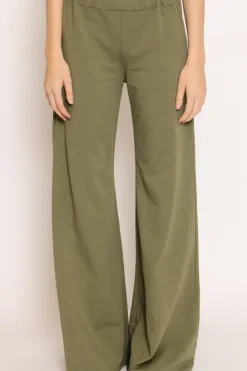 Pantalone palazzo felpa light militare