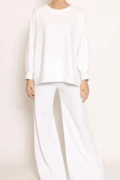 Pantalone palazzo felpa light bianco