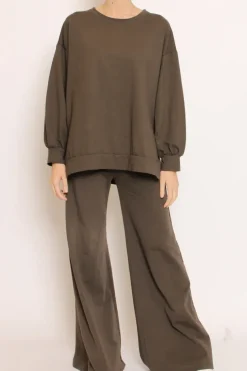 Pantalone palazzo felpa light moro
