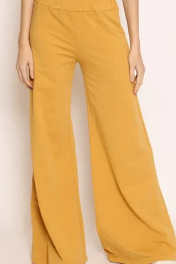 Pantalone palazzo felpa light senape