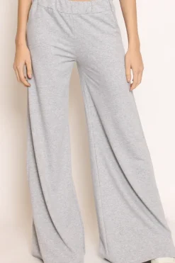 Pantalone palazzo felpa light grigio melange