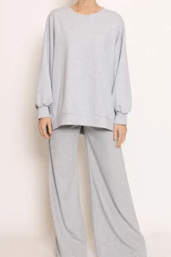 Pantalone palazzo felpa light grigio melange