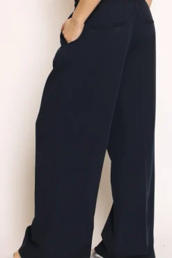 Pantalone palazzo pinces con laccio blu