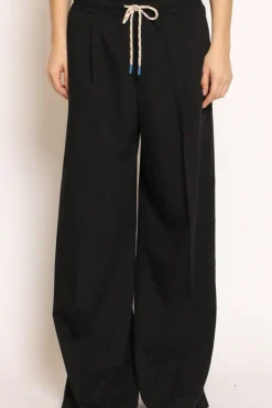Pantalone palazzo pinces con laccio nero