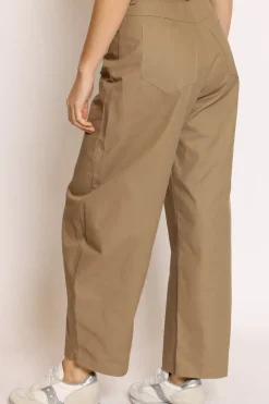 Pantaloni mom fit 100 % cotone kaki