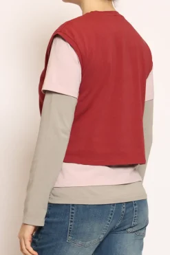 Set tre t-shirt in jersey elasticizzato cherry/rosa/taupe