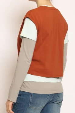 Set tre t-shirt in jersey elasticizzato coccio/acqua/taupe