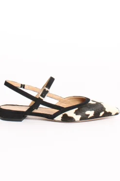 Slingback cavallino animalier bianco/nero