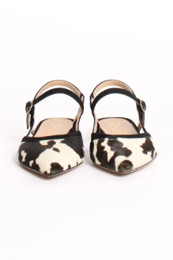 Slingback cavallino animalier bianco/nero