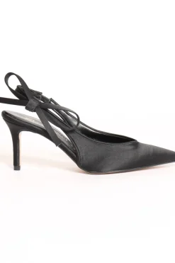 Slingback punta raso nero