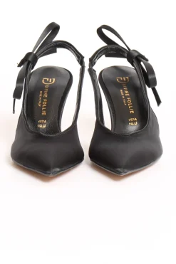 Slingback punta raso nero