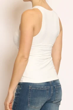 Top scollo americana in jersey elasticizzato off white