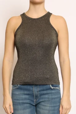 Top vogatore lurex blu