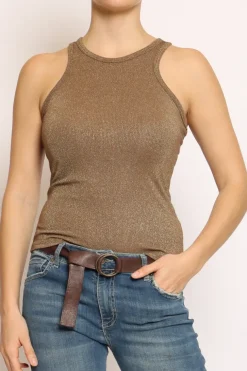 Top vogatore lurex bronzo