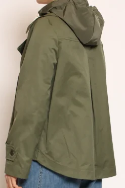 Trench in cotone con cappuccio nylon rimovibile militare