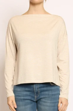 T-shirt CLOE righe in jersey beige/bianco