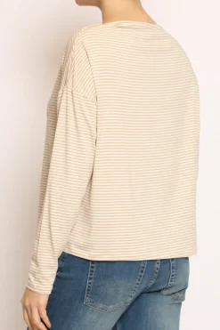 T-shirt CLOE righe in jersey beige/bianco