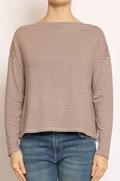 T-shirt CLOE righe in jersey biscotto/latte