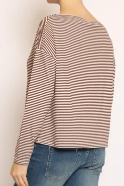 T-shirt CLOE righe in jersey biscotto/latte