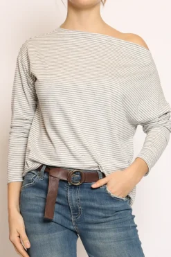 T-shirt CLOE righe in jersey grigio/bianco