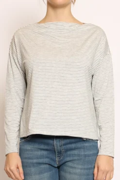 T-shirt CLOE righe in jersey grigio/bianco