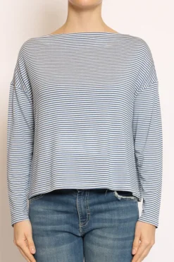 T-shirt CLOE righe in jersey jeans/bianco