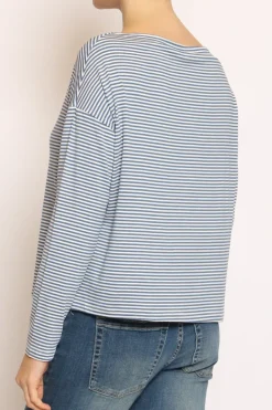 T-shirt CLOE righe in jersey jeans/bianco
