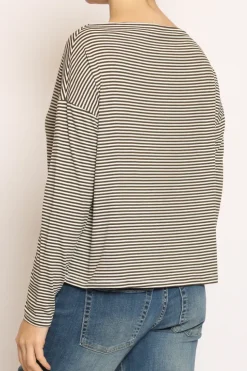 T-shirt CLOE righe in jersey militare/bianco