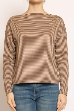T-shirt CLOE righe in jersey moro/beige