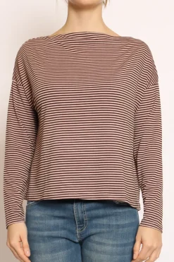 T-shirt CLOE righe in jersey moro/rosa