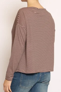 T-shirt CLOE righe in jersey moro/rosa