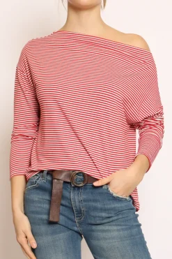 T-shirt CLOE righe in jerseyrosso/bianco