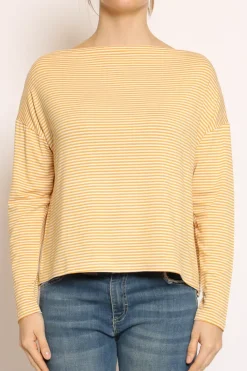 T-shirt CLOE righe in jersey senape/bianco