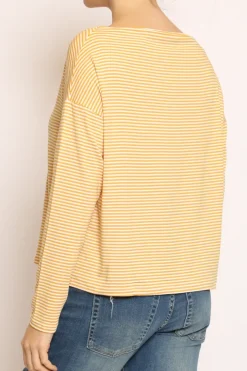 T-shirt CLOE righe in jersey senape/bianco