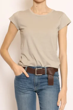 T-shirt 100% cotone mezza manica taupe